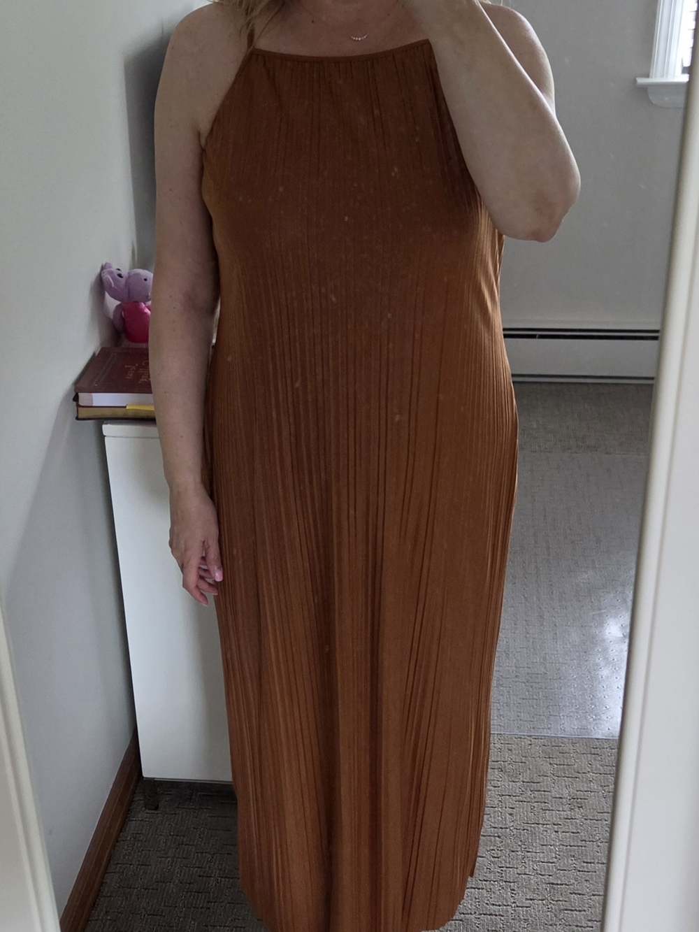 a new day Micro-Pleated Midi Halter Dress (size M)